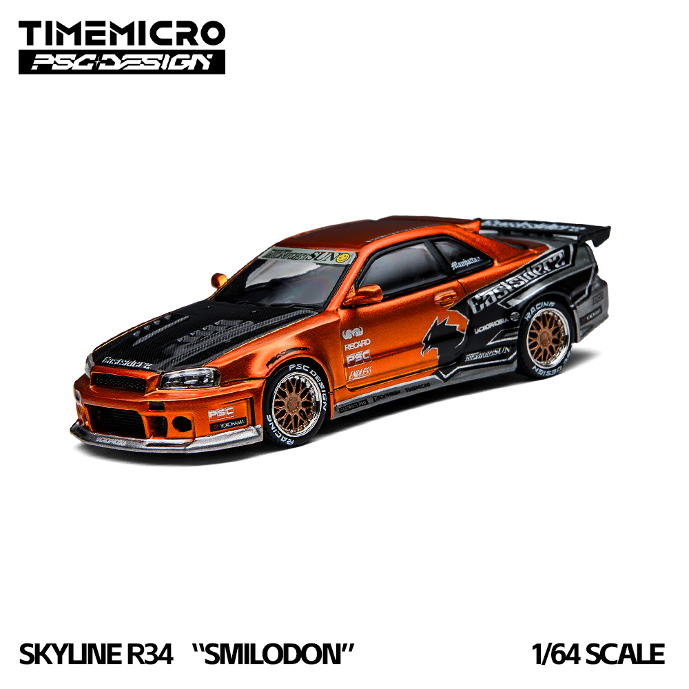 Model Kit R34 - TimeMicro1:64 Modelo de Carro Diecast Realista