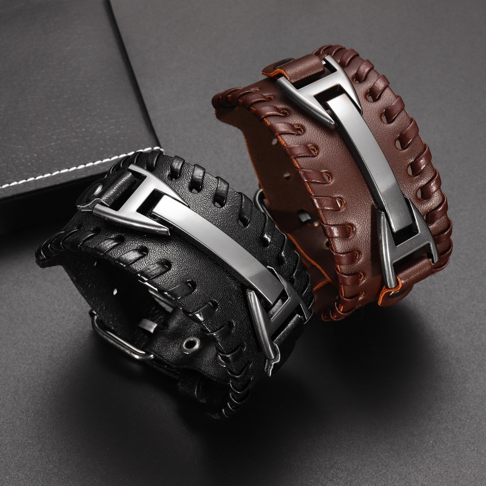 Pulseira de Couro Estilo Punk  - Model Kit Quick avaliação e preço