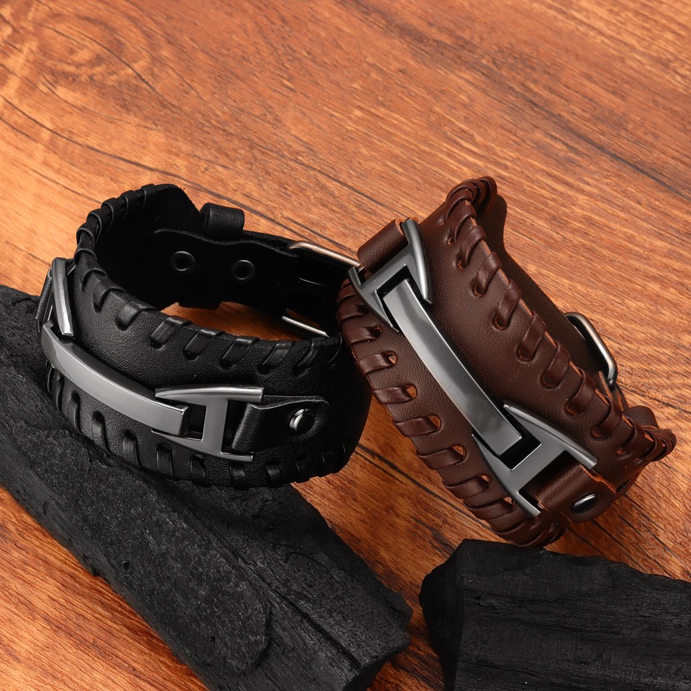 Pulseira de Couro Estilo Punk  - Model Kit Quick avaliação e preço